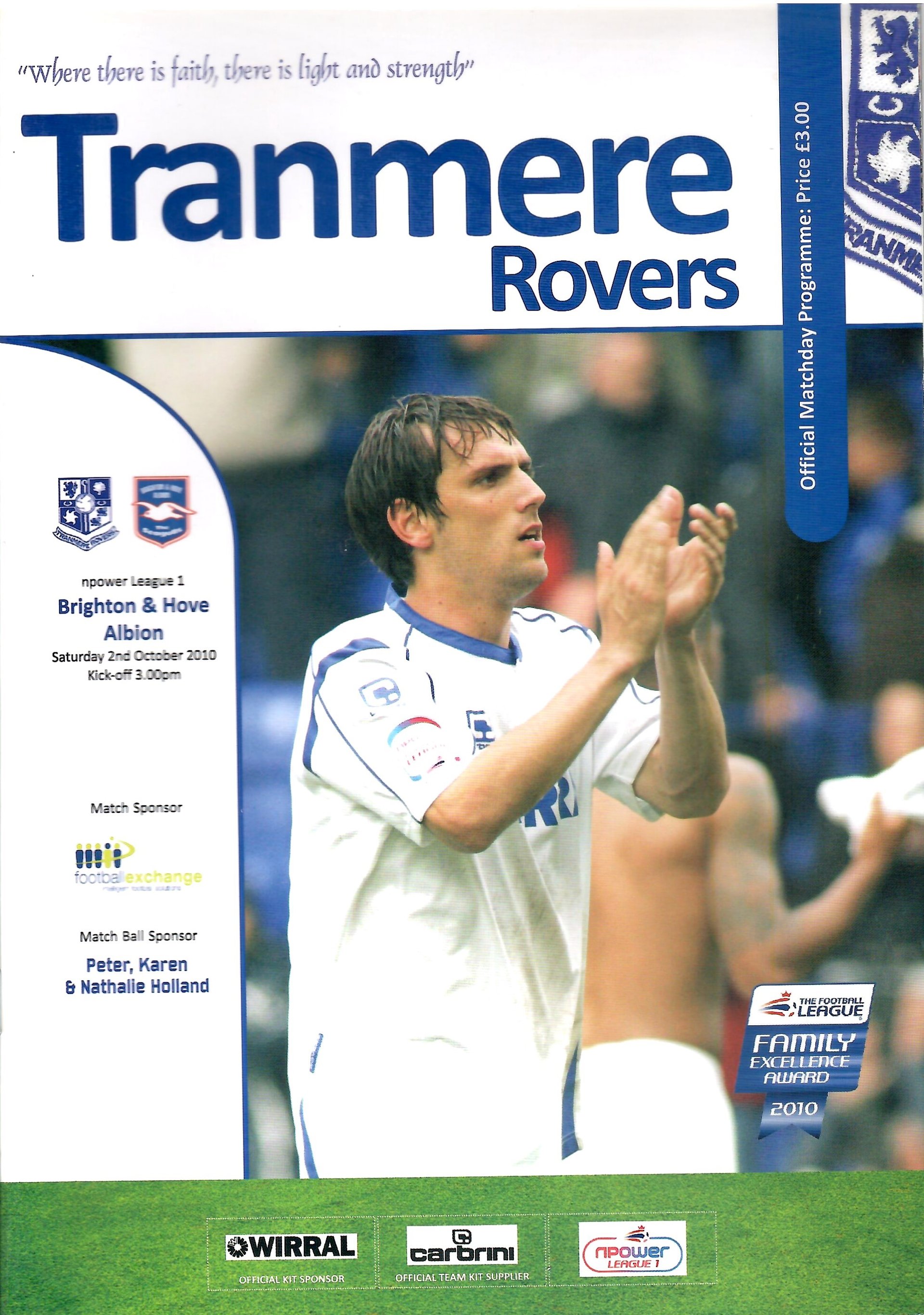 Tranmere Rovers v Brighton & Hove Albion match programme
